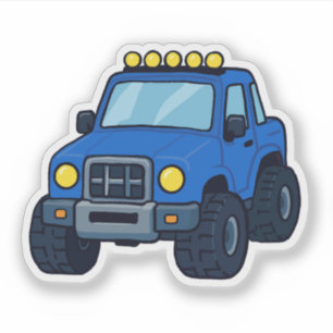 Autocollant de camion monstre bleu mignon pour enf