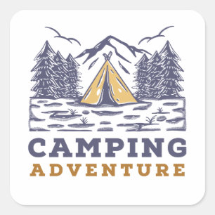 Autocollant de camping mignon aventure en plein