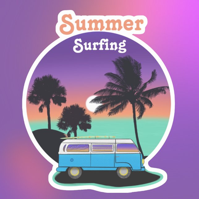 Autocollant de camping rétro pour la surf d'été (Créateur téléchargé)