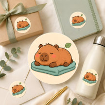 Autocollant de capybara mignon endormi sur une cou