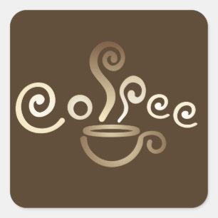 Autocollant de carré de tasse de café