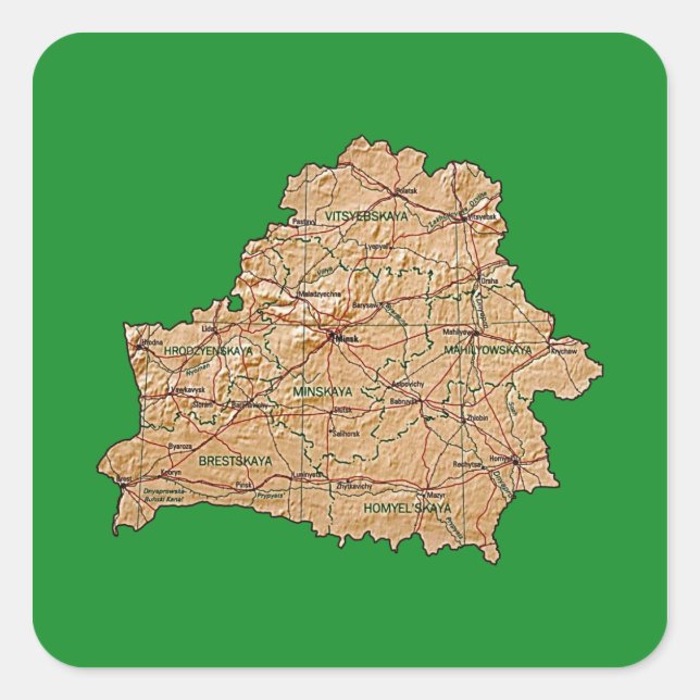 Autocollant de carte de Biélorussie (Devant)