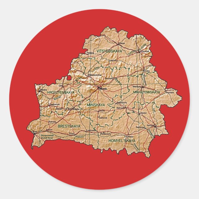 Autocollant de carte de Biélorussie (Devant)