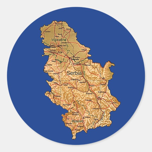 Autocollant de carte de la Serbie (Devant)