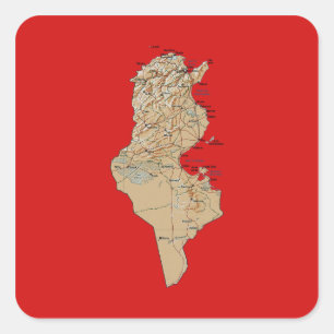 Autocollant de carte de la Tunisie