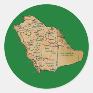 Autocollant de carte de l'Arabie Saoudite