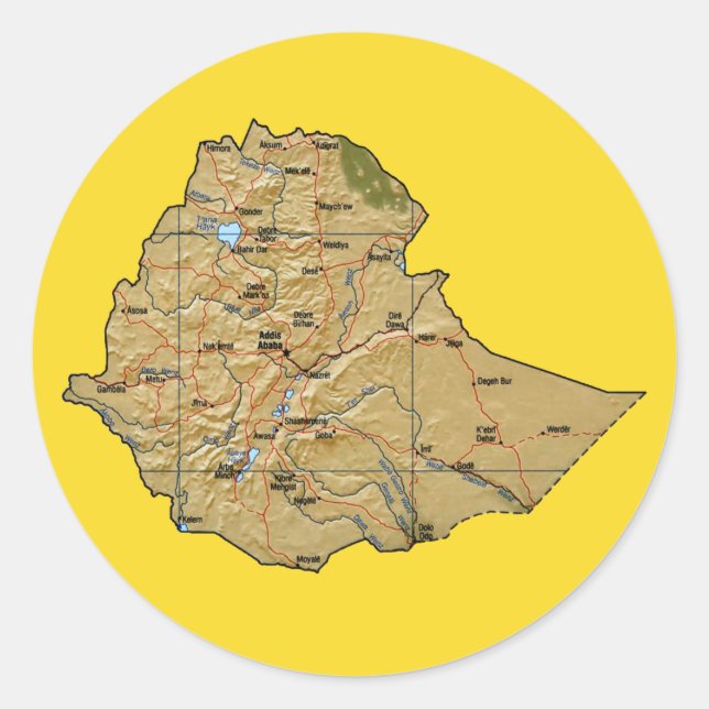 Autocollant de carte de l'Ethiopie (Devant)