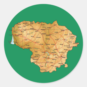 Autocollant de carte de Lituanie