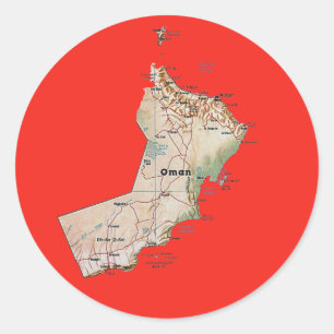 Autocollant de carte de l'Oman