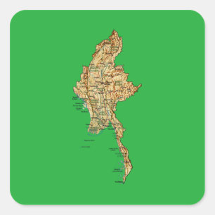 Autocollant de carte de Myanmar