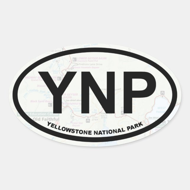 Autocollant de carte de Yellowstone (texte noir) (Devant)