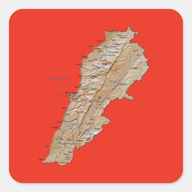 Autocollant de carte du Liban (Devant)