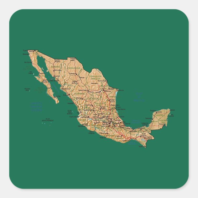 Autocollant de carte du Mexique (Devant)