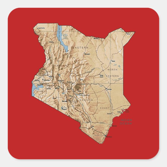 Autocollant de carte Kenya (Devant)