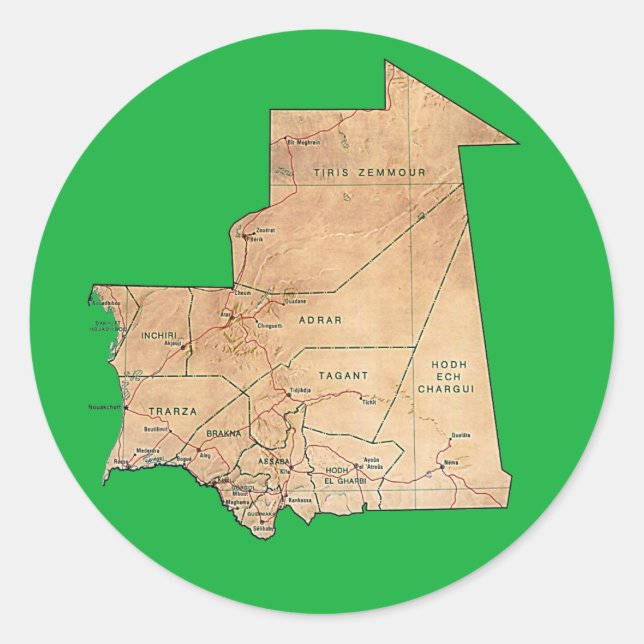 Autocollant de carte Mauritanie (Devant)