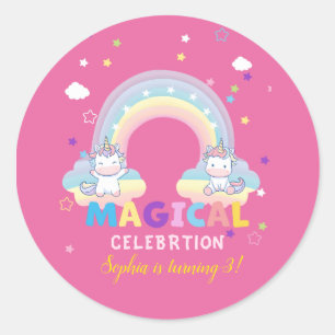 Autocollant de célébration de licorne rose