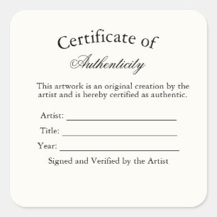 Autocollant de Certificat d'Authenticité Luxe   Iv
