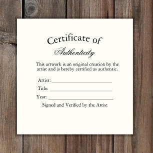 Autocollant de Certificat d'Authenticité Luxe   Iv