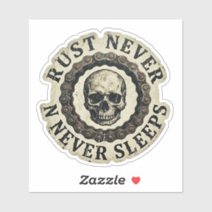 Autocollant de chaîne de moto "Rust Never Sleeps"