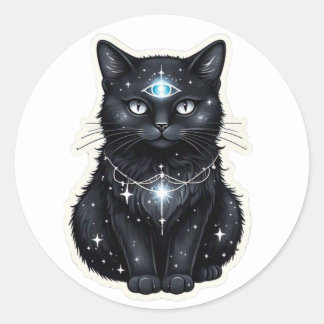 Autocollant de chat de la galaxie mystique