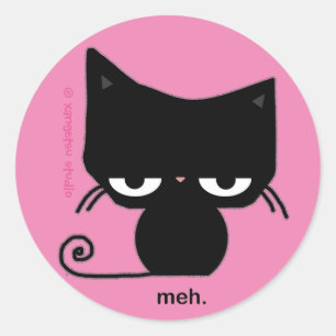 Autocollant de chat de Meh sur le rose