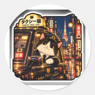 Autocollant de chat de taxi de Tokyo Art de nuit