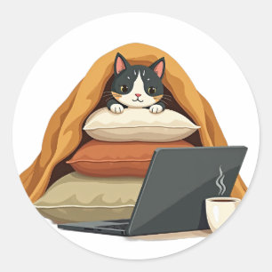 Autocollant de chat en mode survie introverti - Dé