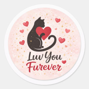 Autocollant de chat Luv You Furever – Rose avec de