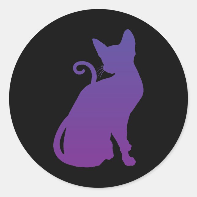 Autocollant de chat violet (Devant)