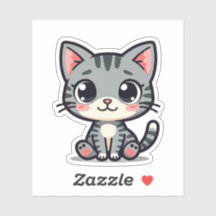 Autocollant de chaton tabby gris mignon – Grands y