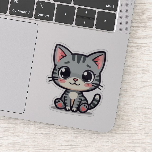 Autocollant de chaton tabby gris mignon – Grands y (Détail)