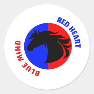 Autocollant de cheval à cœur rouge et esprit bleu