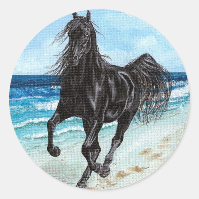 Autocollant de cheval arabe Stallion noir (Devant)
