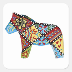 Autocollant de cheval de Dala d'art populaire