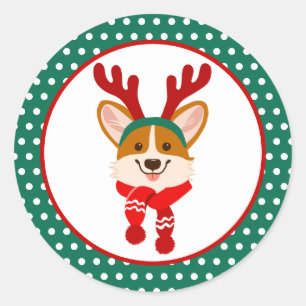 Autocollant de chien Corgi Joyeux Noël