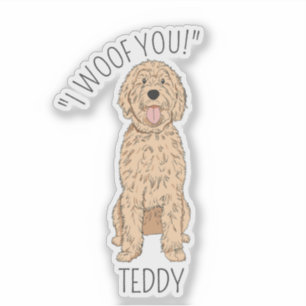 Autocollant de chien Golden Doodle personnalisé Je