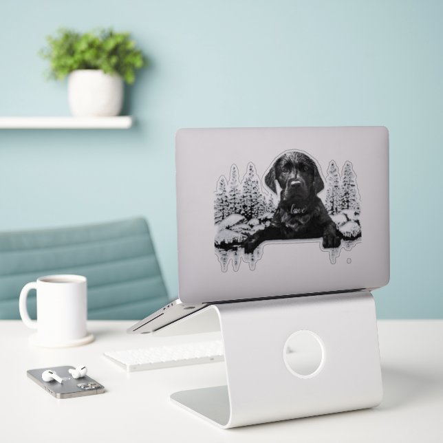 Autocollant de chiot du Labrador noir (Ordinateur portable sur le bureau)