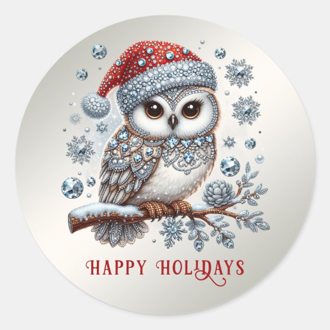 Autocollant de Chouette de Noël (Devant)