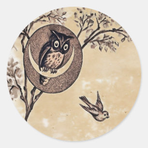 Autocollant de Chouette vintage