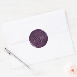 Autocollant de cire de prune violette avec initial