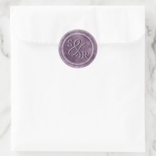 Autocollant de cire de prune violette avec initial