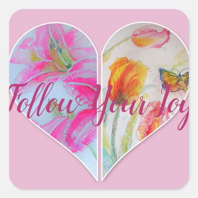 Autocollant de citation aquarelle florale Tulipe T (Devant)