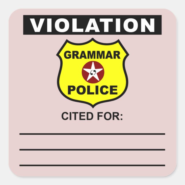 Autocollant de citation de police de grammaire (Devant)