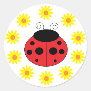 Autocollant de coccinelle et de marguerites