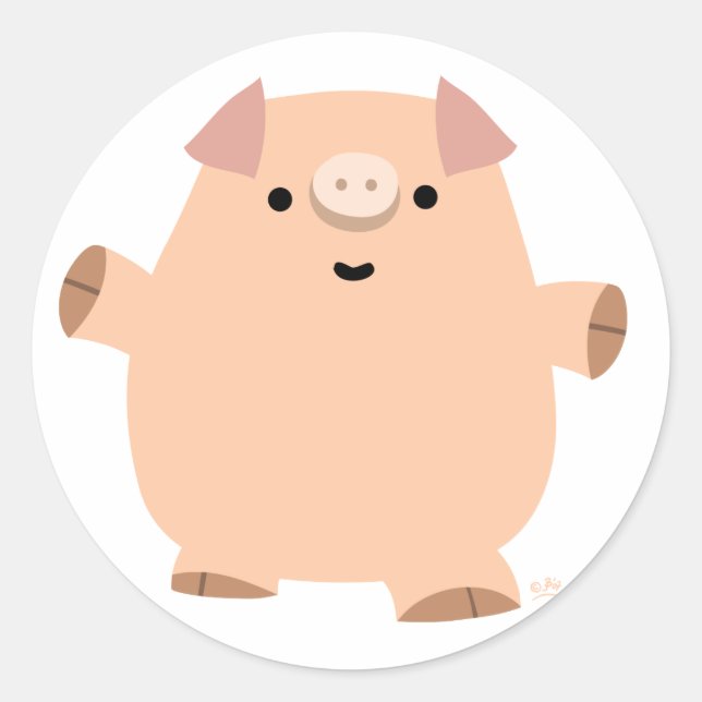 Autocollant de cochon de dessin amusant (Devant)