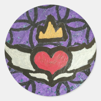 Autocollant de coeur ailé