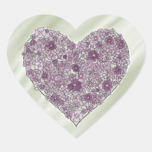 Autocollant de cœur aux fleurs violettes