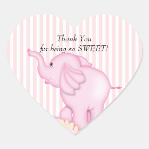 Autocollant de coeur de baby shower d'éléphant