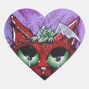 autocollant de coeur de chat de dragon
