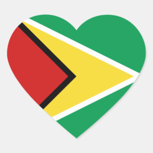 Autocollant de coeur de drapeau de la Guyane